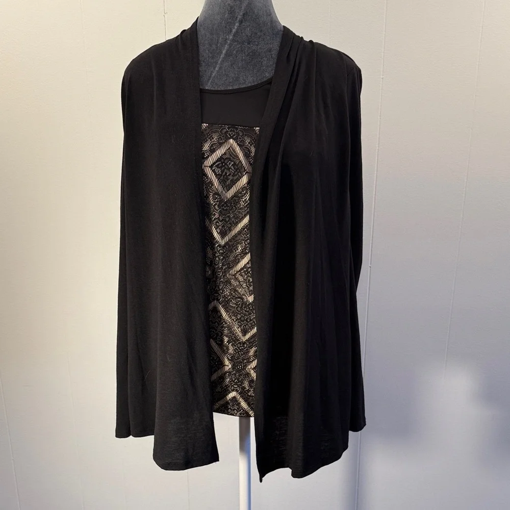 AGB Black Open-Front Women's top Sz L